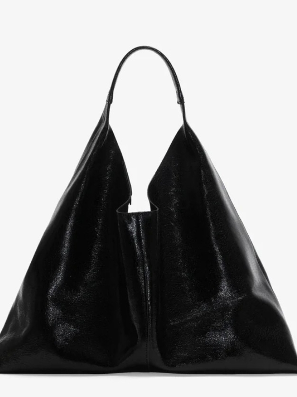 Black Patent Leather Hobo Bag - Classic Everyday Shoulder Bag By MARCELLA LUX - Picture 3 of 4